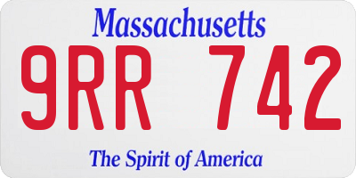 MA license plate 9RR742