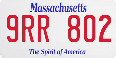 MA license plate 9RR802