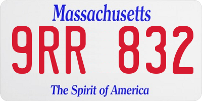 MA license plate 9RR832