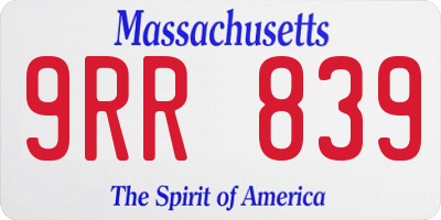 MA license plate 9RR839