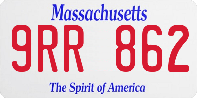 MA license plate 9RR862
