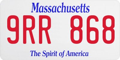 MA license plate 9RR868