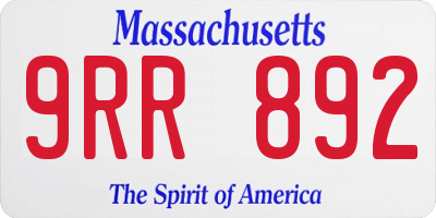 MA license plate 9RR892