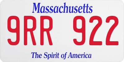MA license plate 9RR922