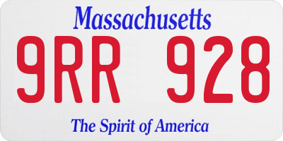 MA license plate 9RR928