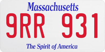 MA license plate 9RR931