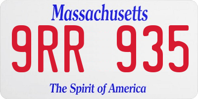 MA license plate 9RR935