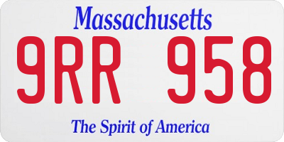MA license plate 9RR958