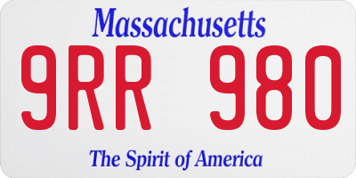 MA license plate 9RR980