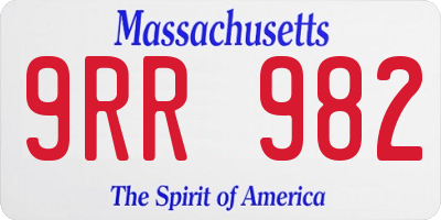 MA license plate 9RR982