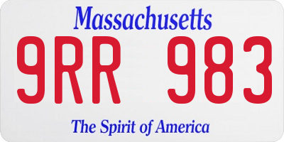 MA license plate 9RR983
