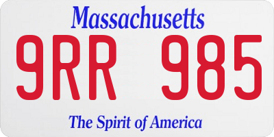 MA license plate 9RR985