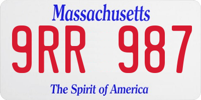 MA license plate 9RR987