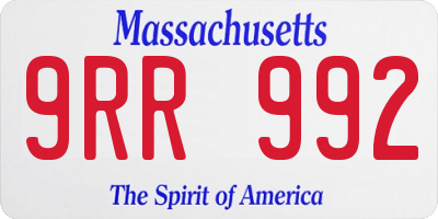 MA license plate 9RR992