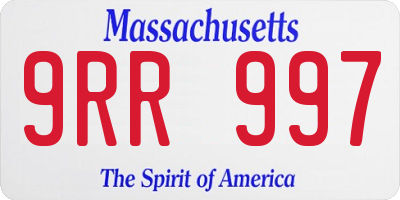 MA license plate 9RR997