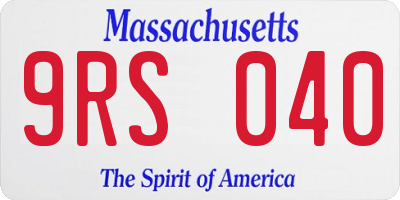 MA license plate 9RS040