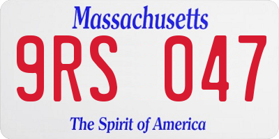 MA license plate 9RS047