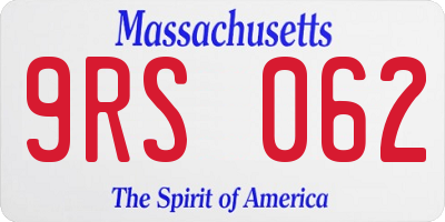 MA license plate 9RS062