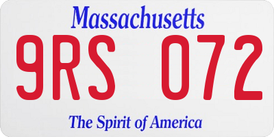 MA license plate 9RS072