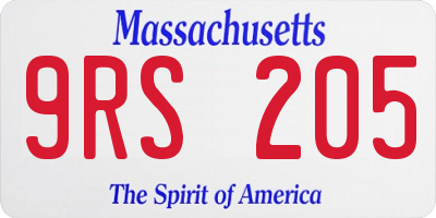 MA license plate 9RS205