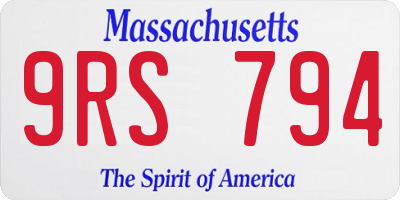 MA license plate 9RS794