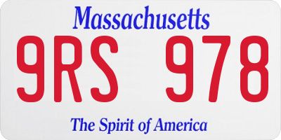 MA license plate 9RS978