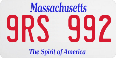 MA license plate 9RS992