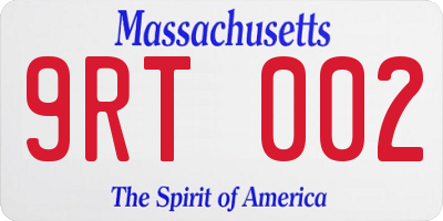MA license plate 9RT002