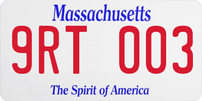 MA license plate 9RT003