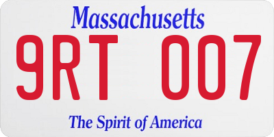 MA license plate 9RT007