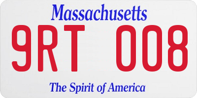 MA license plate 9RT008