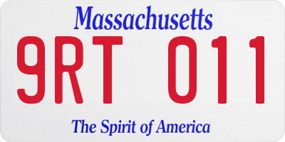 MA license plate 9RT011