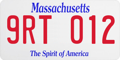 MA license plate 9RT012