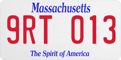 MA license plate 9RT013