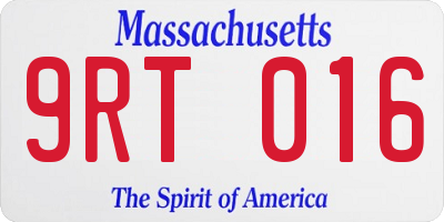 MA license plate 9RT016