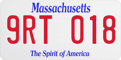 MA license plate 9RT018