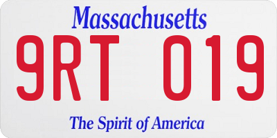 MA license plate 9RT019