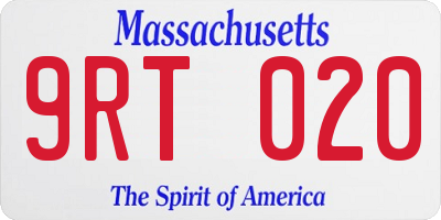 MA license plate 9RT020