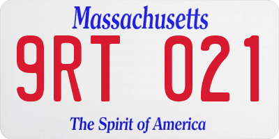 MA license plate 9RT021