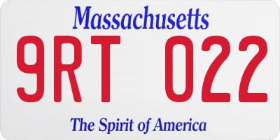 MA license plate 9RT022
