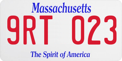 MA license plate 9RT023