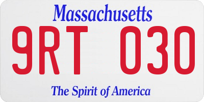 MA license plate 9RT030