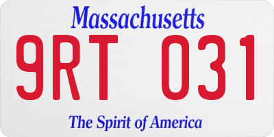 MA license plate 9RT031