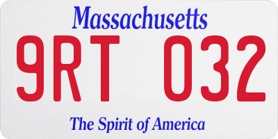 MA license plate 9RT032