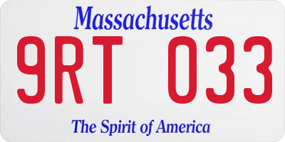 MA license plate 9RT033