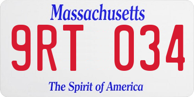 MA license plate 9RT034