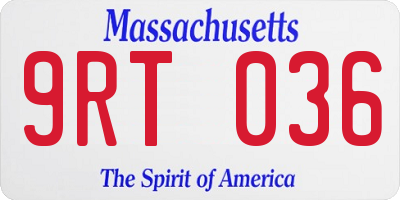 MA license plate 9RT036