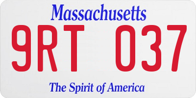 MA license plate 9RT037