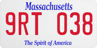 MA license plate 9RT038