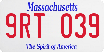 MA license plate 9RT039